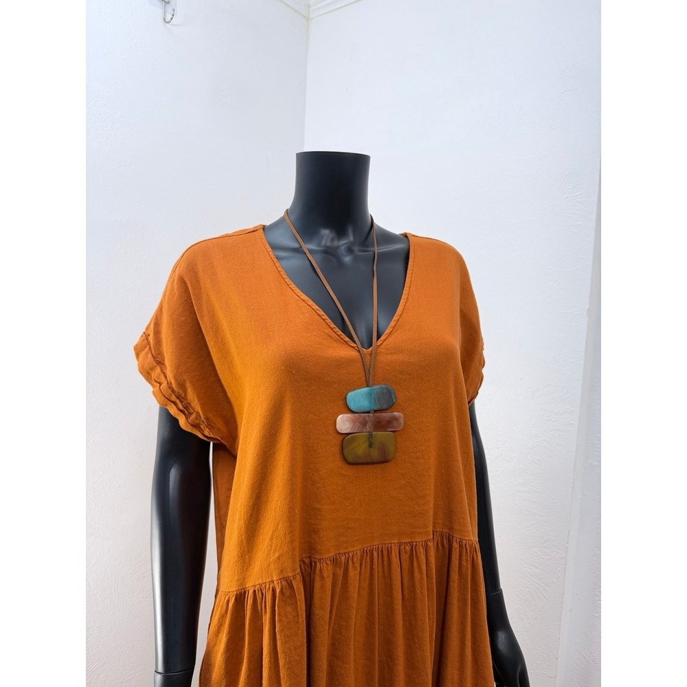 Boho Resin Geometric Pendant Necklace – Triple Color Stack, Adjustable RopeNWT - Picture 4 of 8
